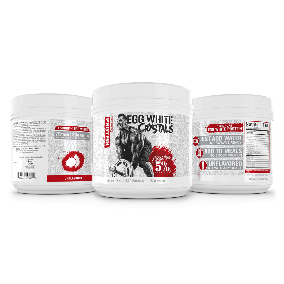 5% Nutrition - EGG WHITE CRYSTALS - 15 Servings Unflavored | Stay Aktiv