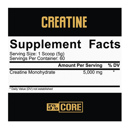 5% Nutrition - Core Series Creatine Monohydrate Powder Unflavored 60 Servings (300 grams) | Stay Aktiv