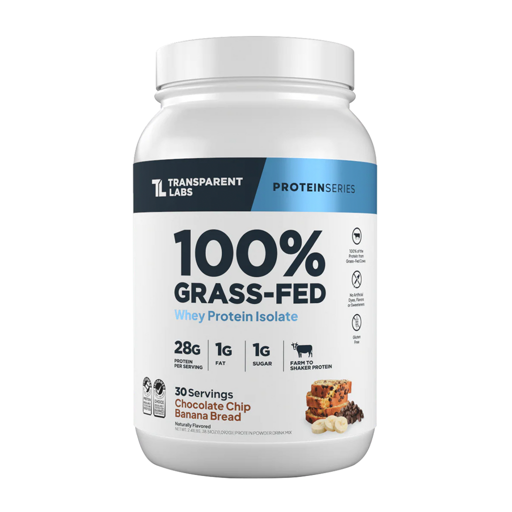 Transparent Labs - 100% Grass-Fed Whey Protein Isolate 30 Servings (~2.3 lbs) - Chocolate Chip Banana Bread | Stay Aktiv
