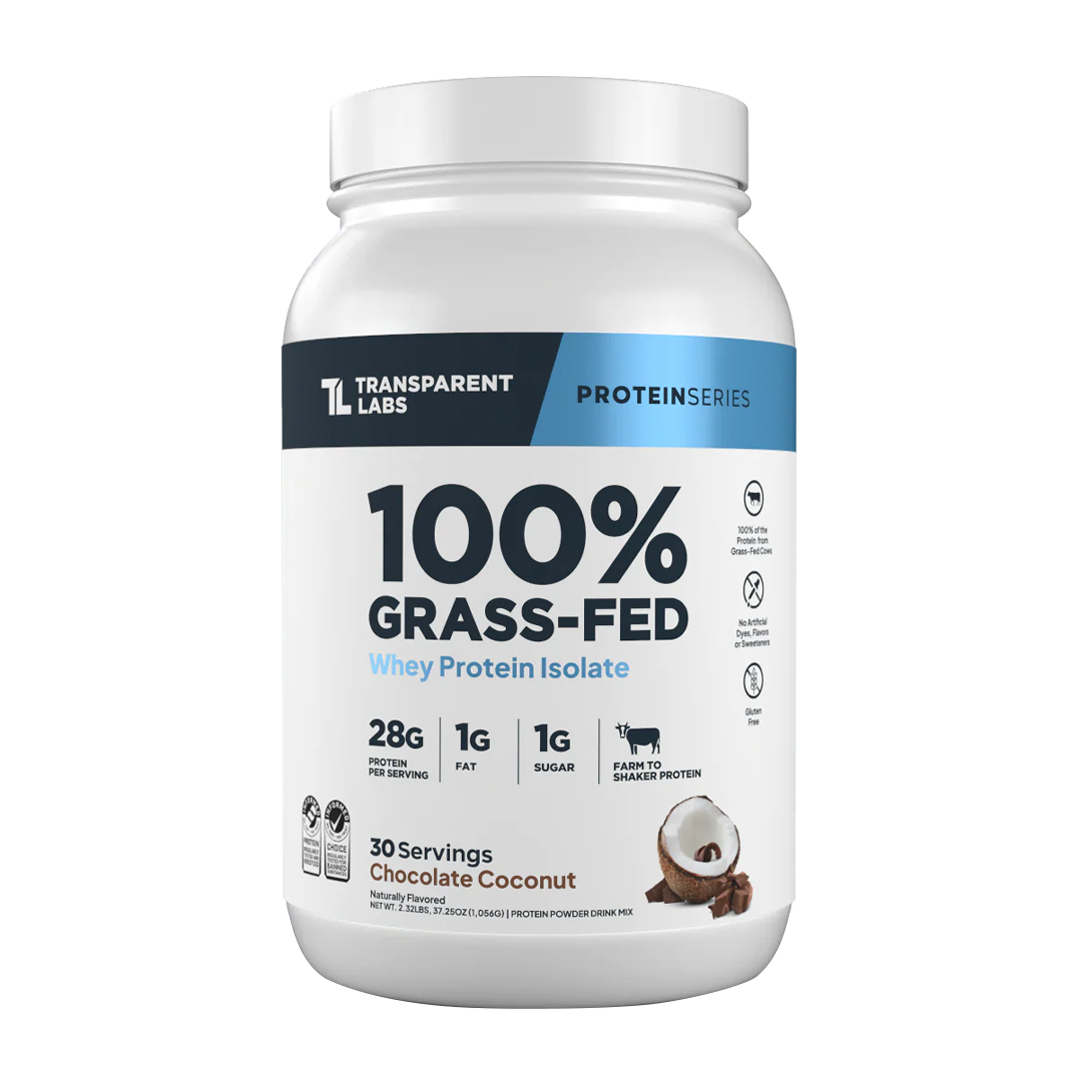 Transparent Labs - 100% Grass-Fed Whey Protein Isolate 30 Servings (~2.3 lbs) - Chocolate Coconut | Stay Aktiv