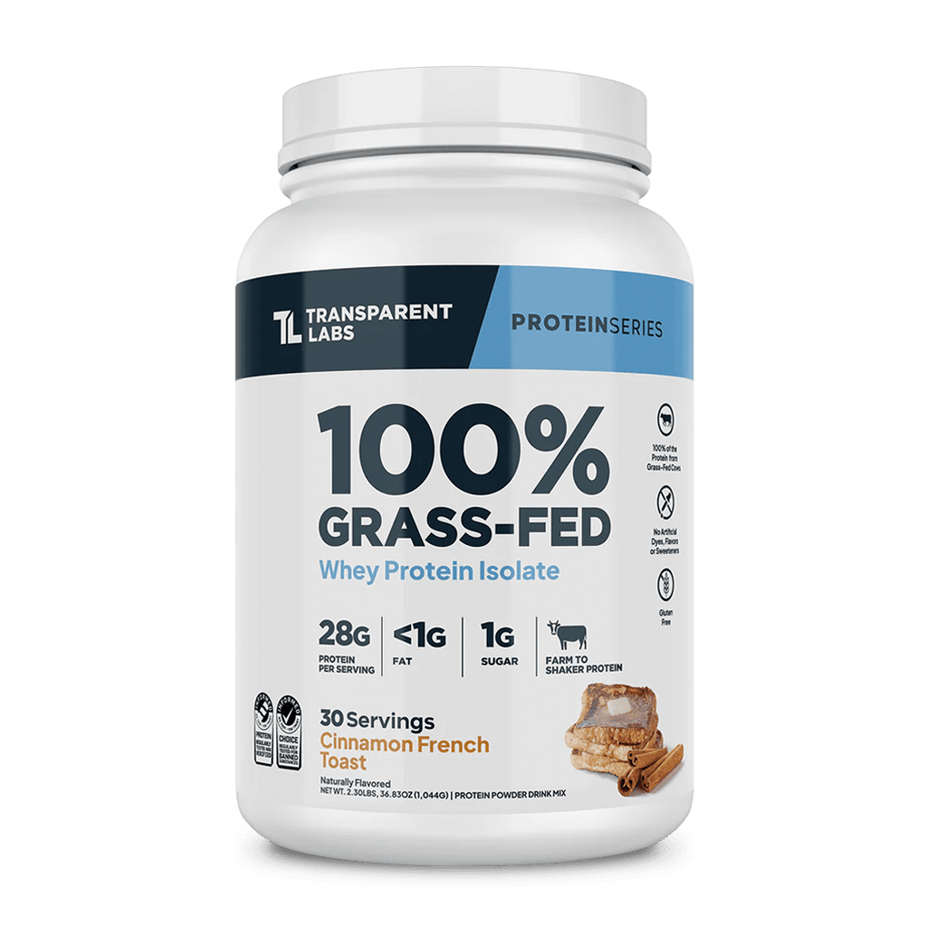 Transparent Labs - 100% Grass-Fed Whey Protein Isolate 30 Servings (~2.3 lbs) - Cinnamon French Toast | Stay Aktiv