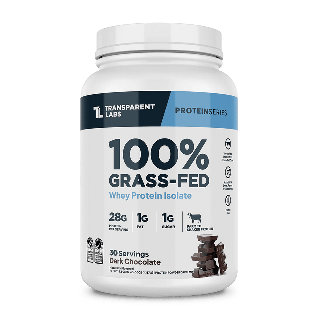 Transparent Labs - 100% Grass-Fed Whey Protein Isolate 30 Servings (~2.3 lbs) - Dark Chocolate | Stay Aktiv