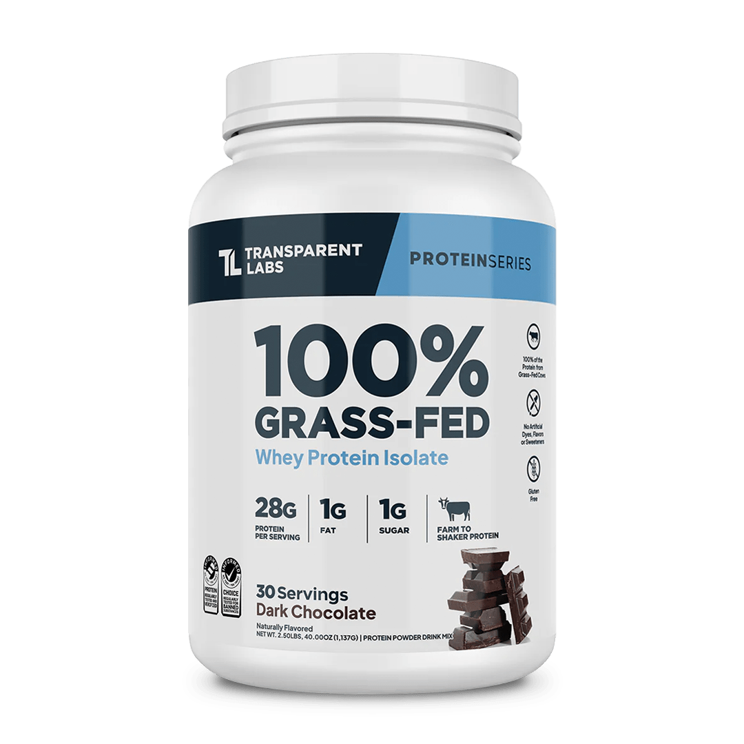 Transparent Labs - 100% Grass-Fed Whey Protein Isolate 30 Servings (~2.3 lbs) - Dark Chocolate | Stay Aktiv