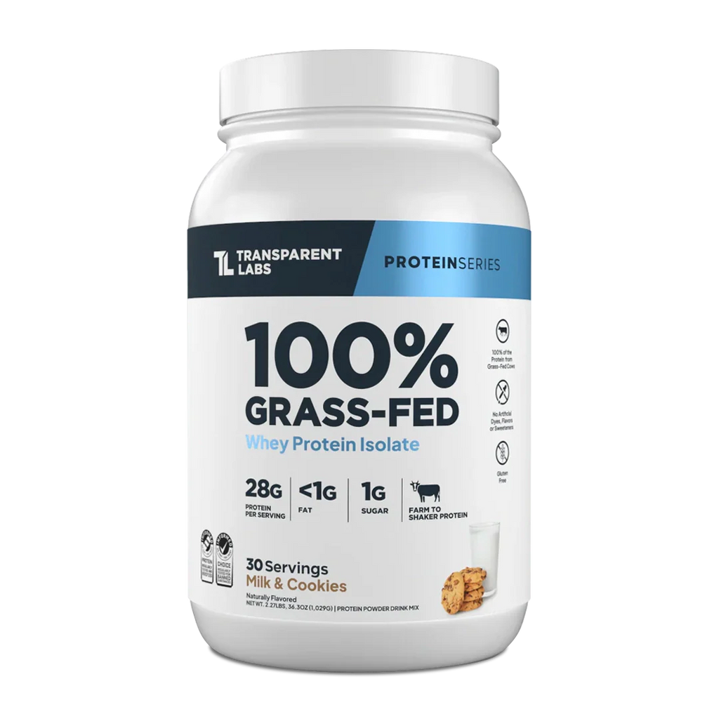 Transparent Labs - 100% Grass-Fed Whey Protein Isolate 30 Servings (~2.3 lbs) - Milk & Cookies | Stay Aktiv