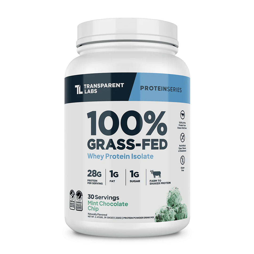 Transparent Labs - 100% Grass-Fed Whey Protein Isolate 30 Servings (~2.3 lbs) - Mint Chocolate Chip | Stay Aktiv