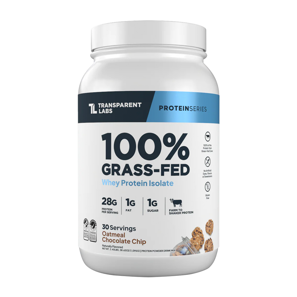 Transparent Labs - 100% Grass-Fed Whey Protein Isolate 30 Servings (~2.3 lbs) - Oatmeal Chocolate Chip Cookie | Stay Aktiv