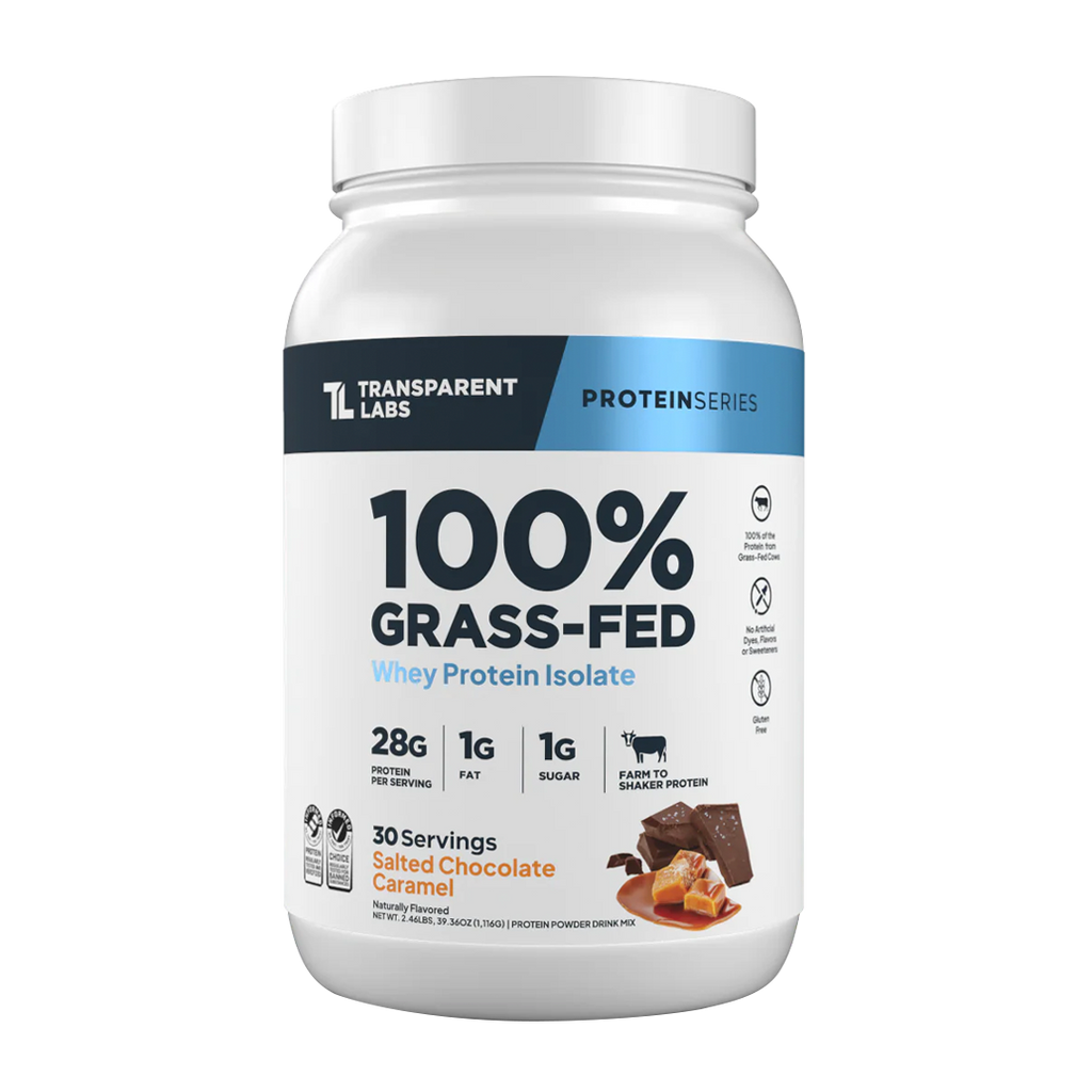 Transparent Labs - 100% Grass-Fed Whey Protein Isolate 30 Servings (~2.3 lbs) - Salted Chocolate Caramel | Stay Aktiv