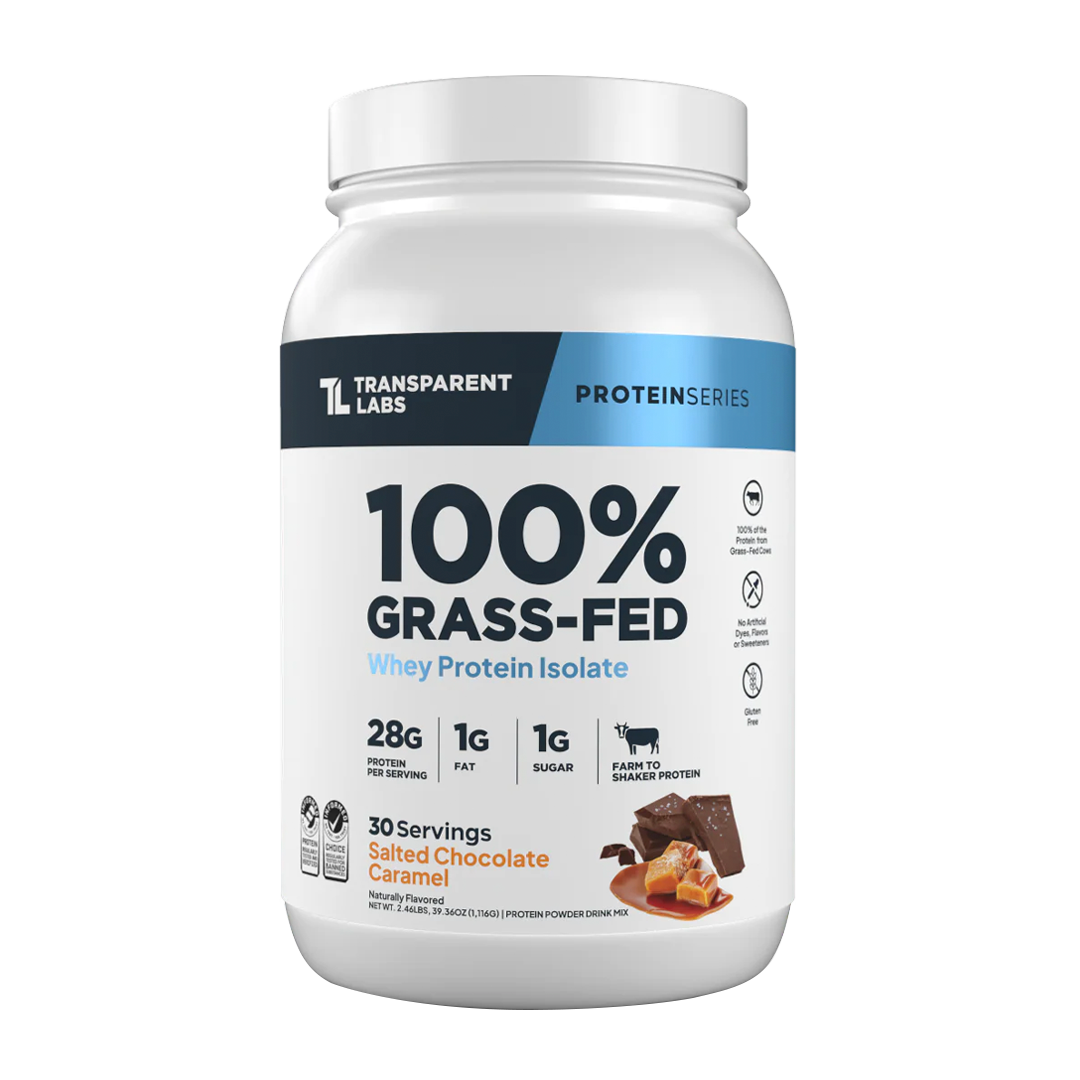Transparent Labs - 100% Grass-Fed Whey Protein Isolate 30 Servings (~2.3 lbs) - Salted Chocolate Caramel | Stay Aktiv