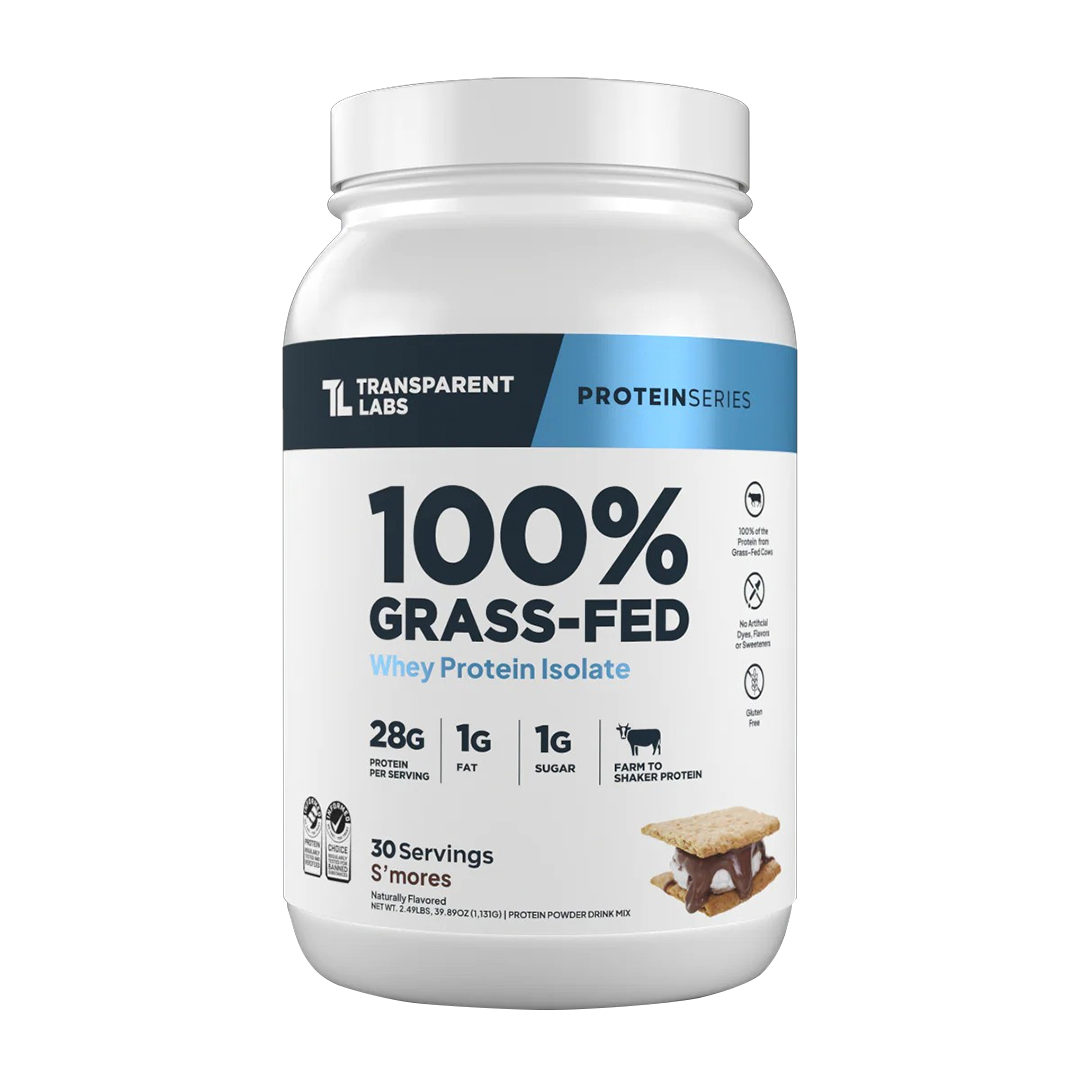 Transparent Labs - 100% Grass-Fed Whey Protein Isolate 30 Servings (~2.3 lbs) - S'mores | Stay Aktiv
