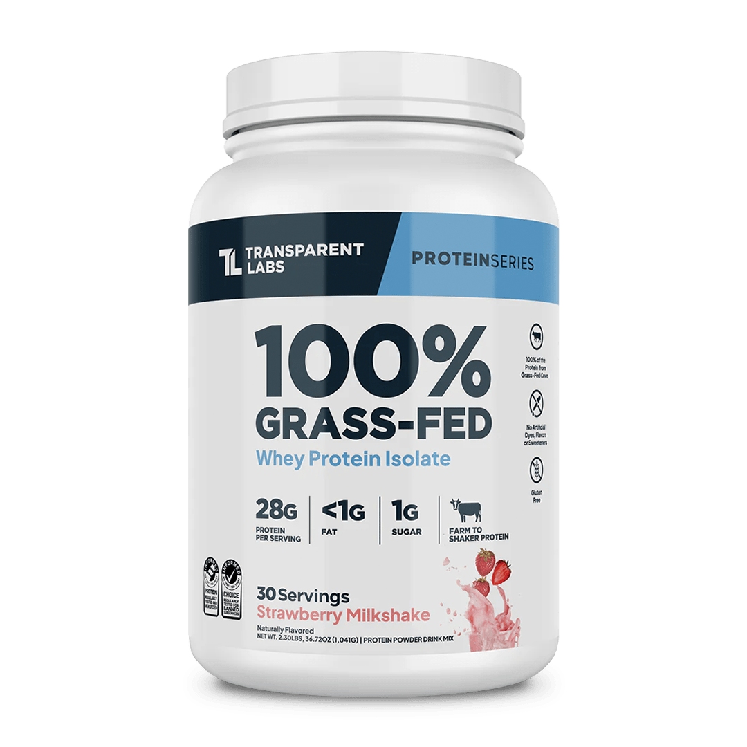 Transparent Labs - 100% Grass-Fed Whey Protein Isolate 30 Servings (~2.3 lbs) - Strawberry Milkshake | Stay Aktiv