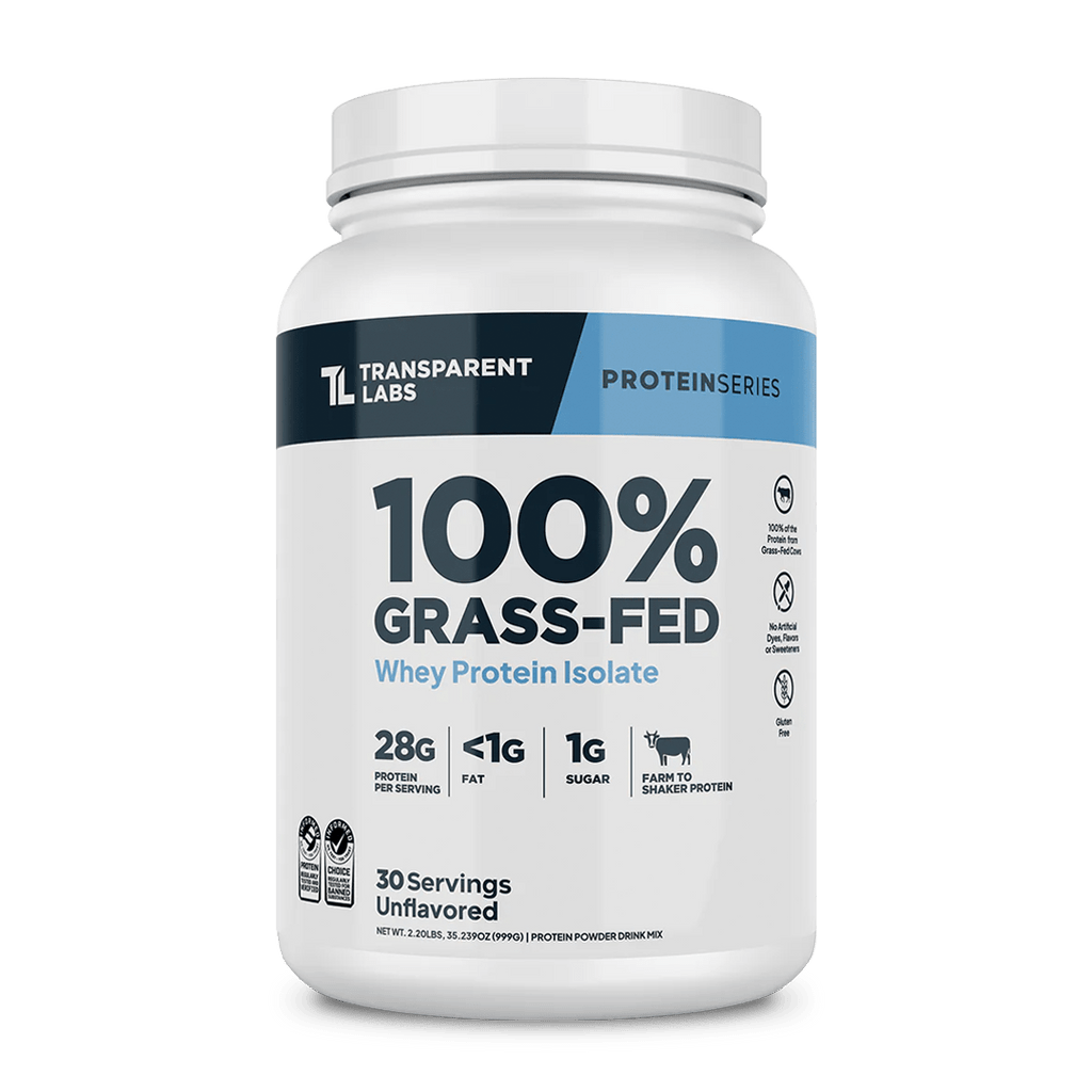 Transparent Labs - 100% Grass-Fed Whey Protein Isolate 30 Servings (~2.3 lbs) - Unflavored | Stay Aktiv
