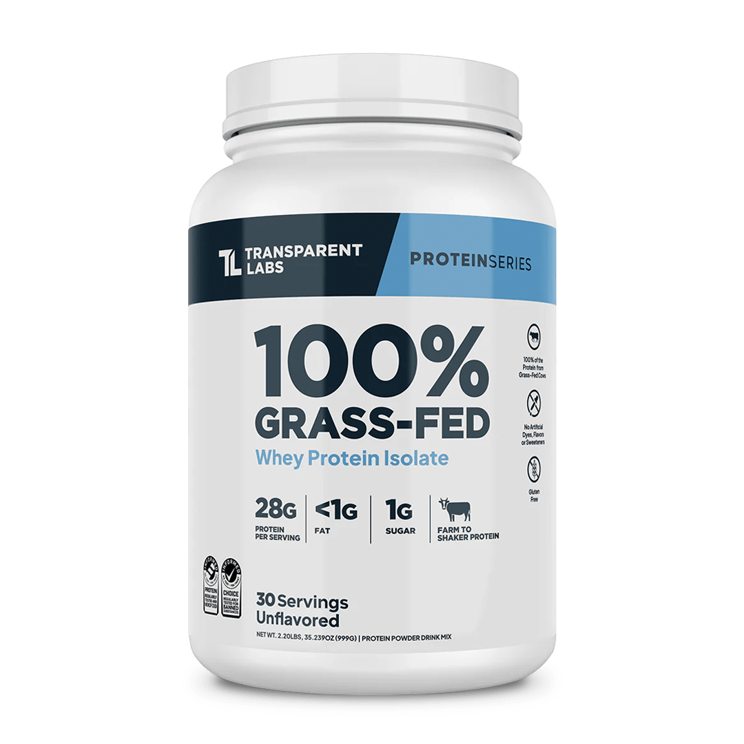 Transparent Labs - 100% Grass-Fed Whey Protein Isolate 30 Servings (~2.3 lbs) - Unflavored | Stay Aktiv