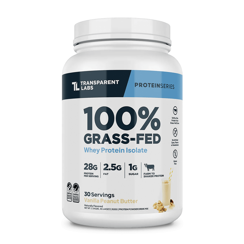 Transparent Labs - 100% Grass-Fed Whey Protein Isolate 30 Servings (~2.3 lbs) - Vanilla Peanut Butter | Stay Aktiv