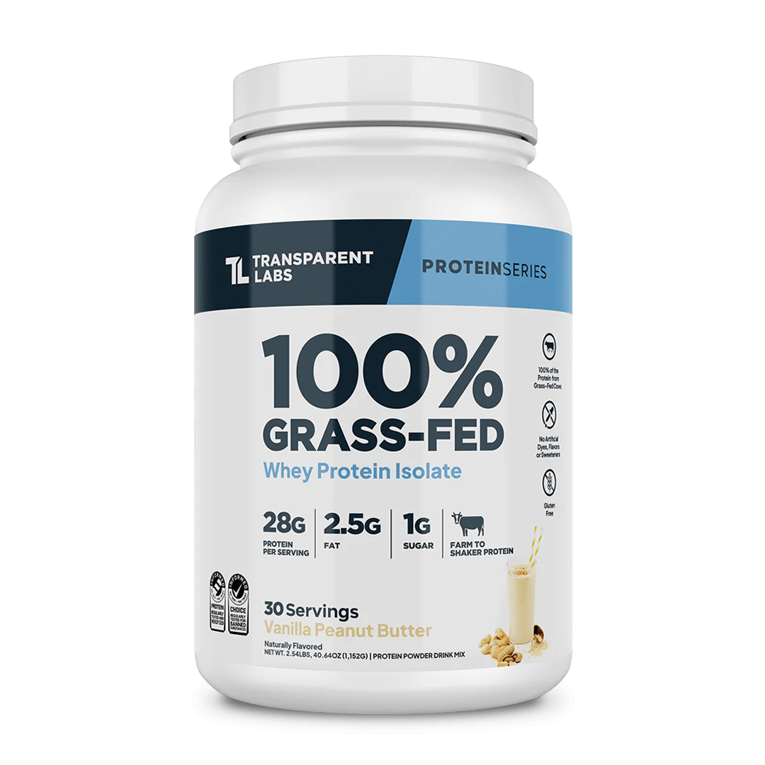 Transparent Labs - 100% Grass-Fed Whey Protein Isolate 30 Servings (~2.3 lbs) - Vanilla Peanut Butter | Stay Aktiv