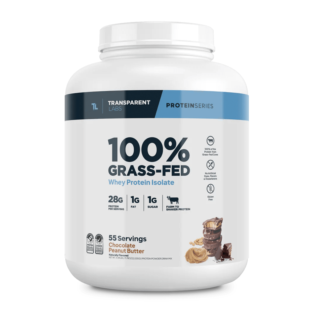 Transparent Labs - 100% Grass-Fed Whey Protein Isolate 55 Servings (~4.1 lbs) - Chocolate Peanut Butter | Stay Aktiv