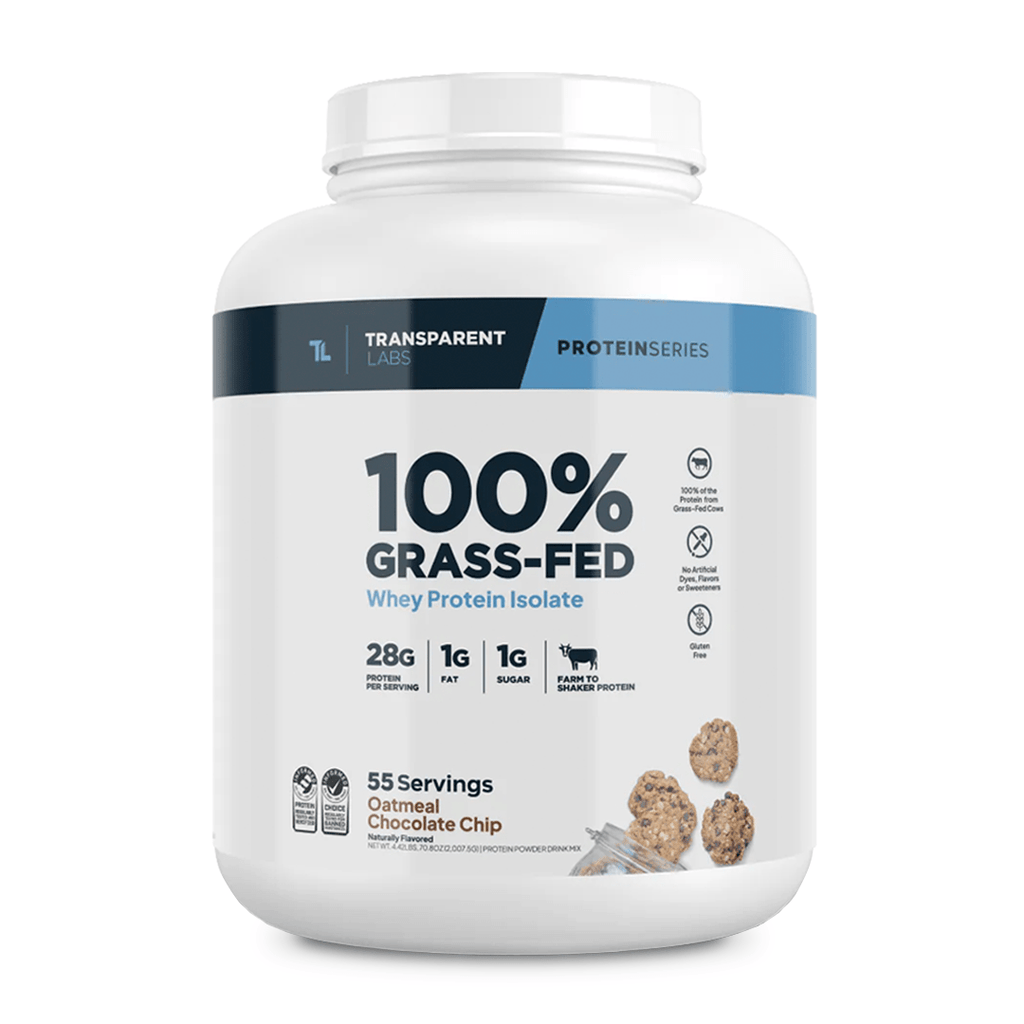 Transparent Labs - 100% Grass-Fed Whey Protein Isolate 55 Servings (~4.1 lbs) - Oatmeal Chocolate Chip Cookie | Stay Aktiv