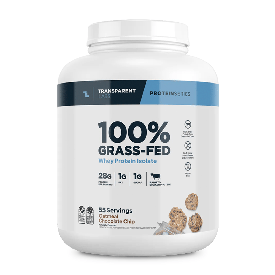 Transparent Labs - 100% Grass-Fed Whey Protein Isolate 55 Servings (~4.1 lbs) - Oatmeal Chocolate Chip Cookie | Stay Aktiv