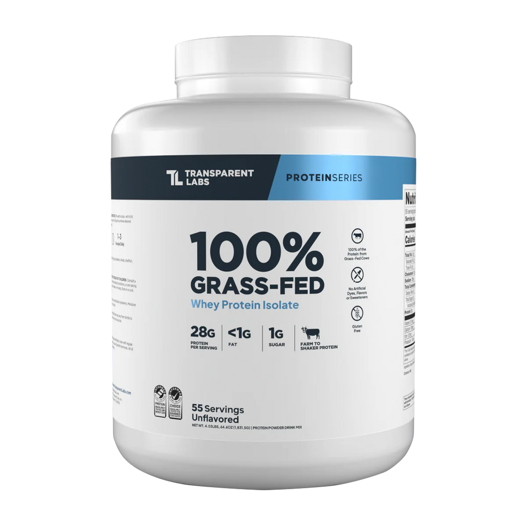 Transparent Labs - 100% Grass-Fed Whey Protein Isolate 55 Servings (~4.1 lbs) - Unflavored | Stay Aktiv