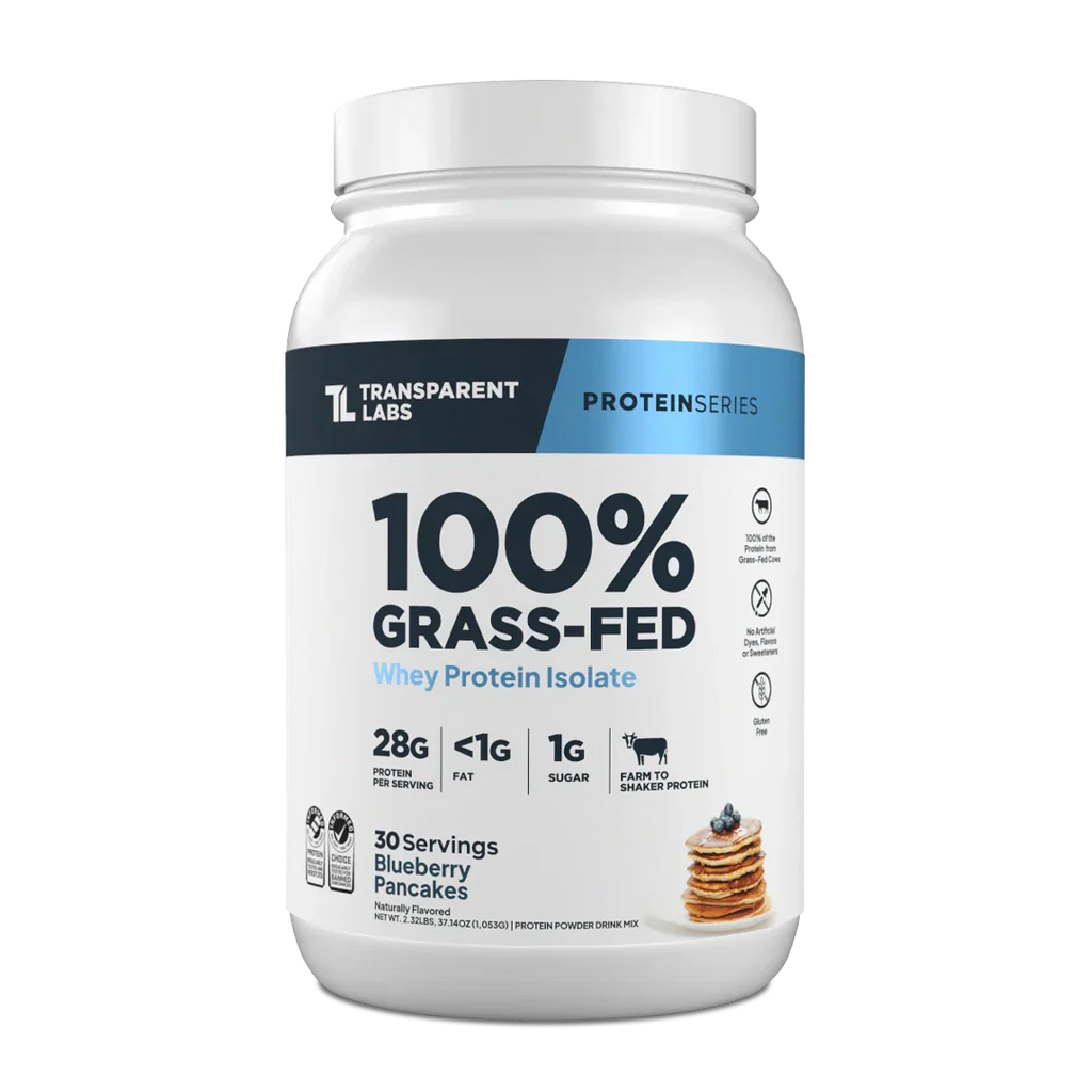 Transparent Labs - 100% Grass-Fed Whey Protein Isolate 30 Servings (~2.3 lbs) - Blueberry Pancakes | Stay Aktiv