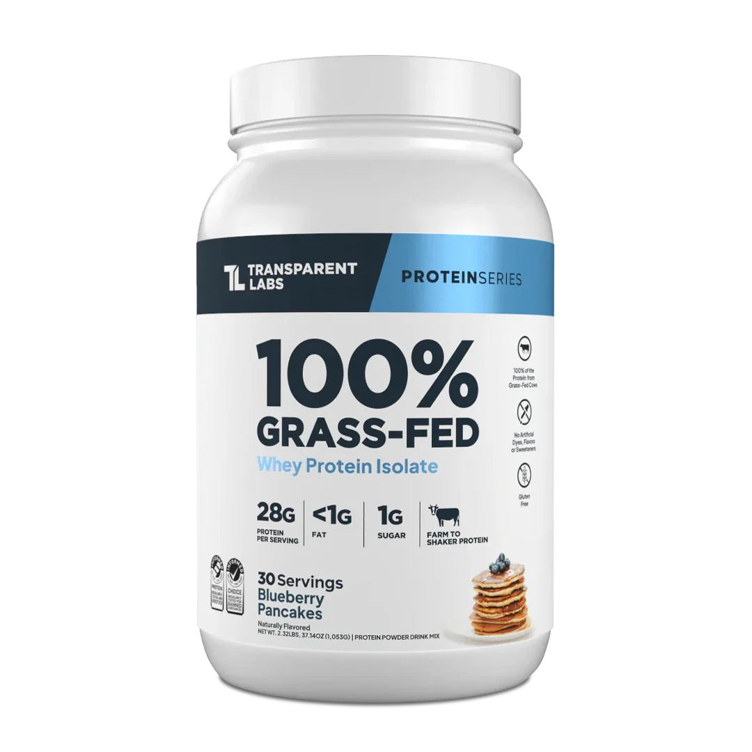 Transparent Labs - 100% Grass-Fed Whey Protein Isolate 30 Servings (~2.3 lbs) - Blueberry Pancakes | Stay Aktiv