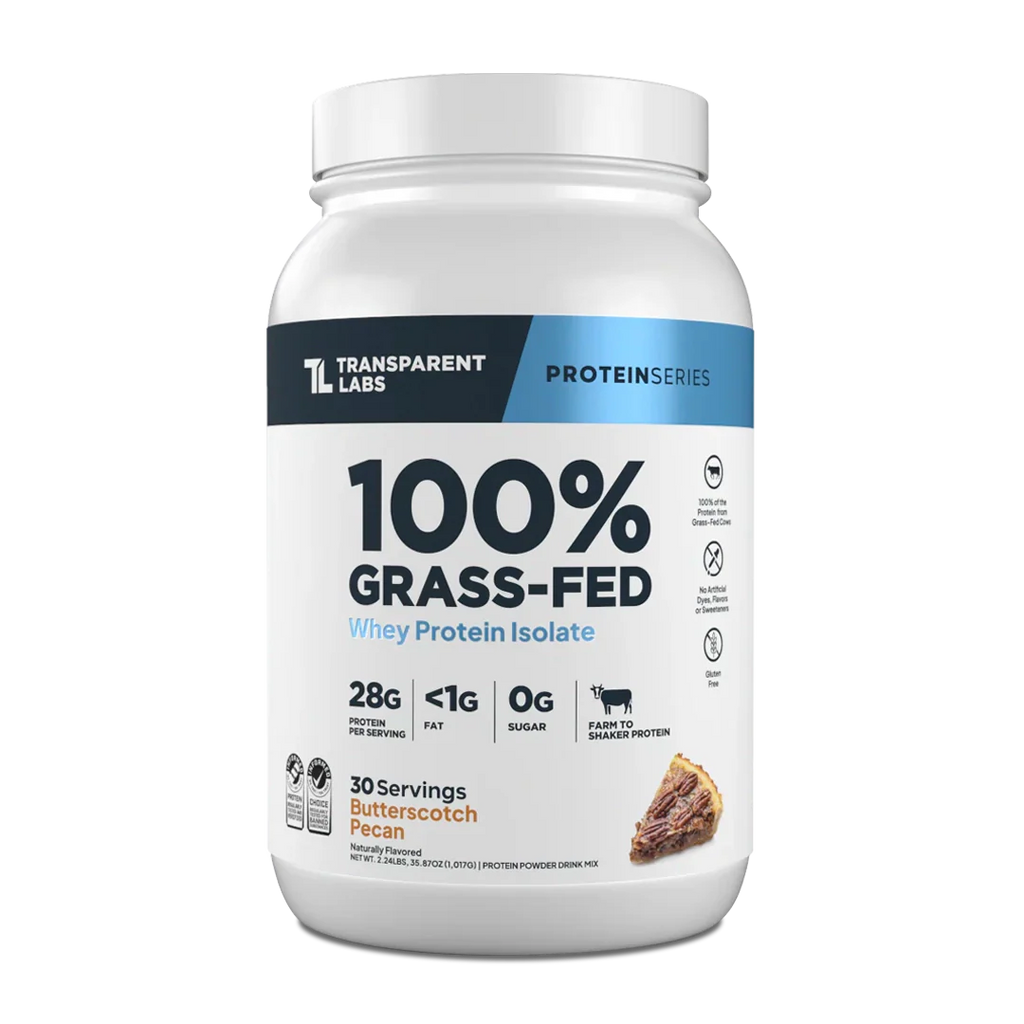 Transparent Labs - 100% Grass-Fed Whey Protein Isolate 30 Servings (~2.3 lbs) - Butterscotch Pecan | Stay Aktiv