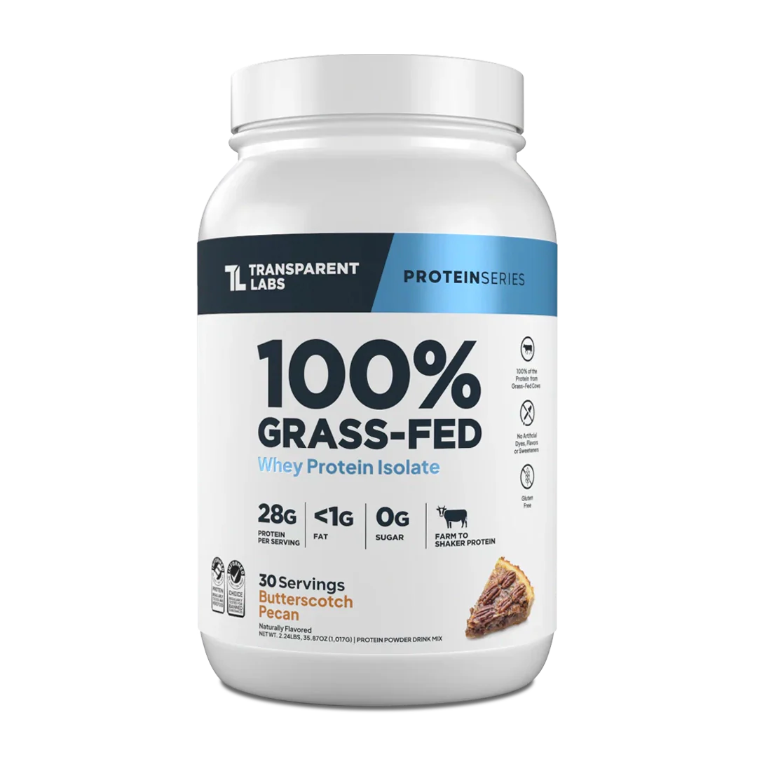 Transparent Labs - 100% Grass-Fed Whey Protein Isolate 30 Servings (~2.3 lbs) - Butterscotch Pecan | Stay Aktiv