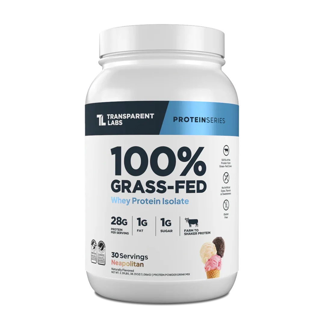 Transparent Labs - 100% Grass-Fed Whey Protein Isolate 30 Servings (~2.3 lbs) - Neapolitan | Stay Aktiv